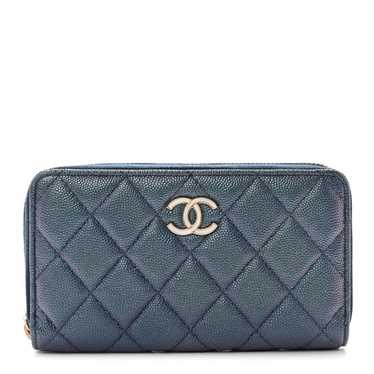 CHANEL Iridescent Caviar Quilted Medium Zip Around