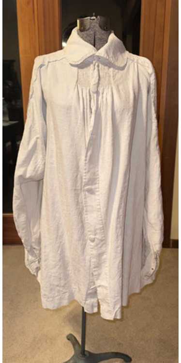 Antique French linen shirt farmers shirt artist smock… - Gem