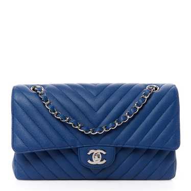 CHANEL Caviar Chevron Quilted Small Double Flap Bl