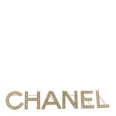 CHANEL Crystal Cha-Nel Logo Brooch Set Gold