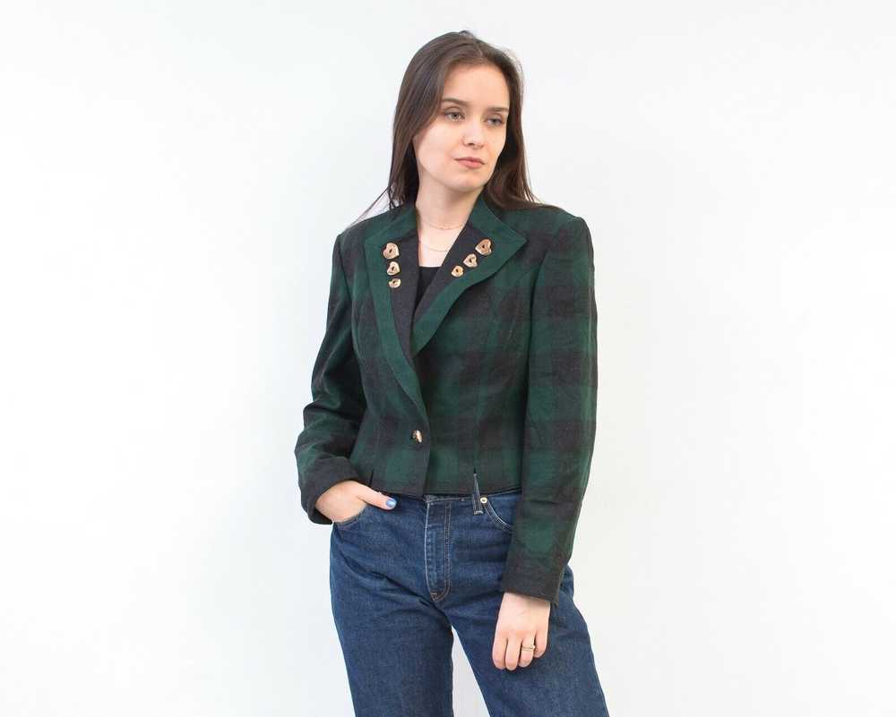 German × Vintage Women's Blazer Check Plaid Tarta… - image 1