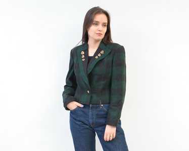 German × Vintage Women's Blazer Check Plaid Tarta… - image 1