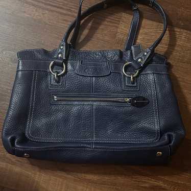 Coach Pebbled deals Navy Blue Leather Morgan C