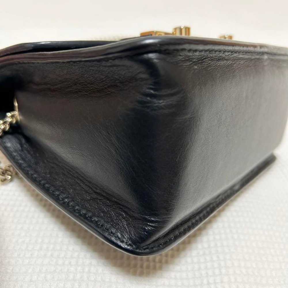 FURLA Studded Chain Shoulder Bag Black Leather Mi… - image 12