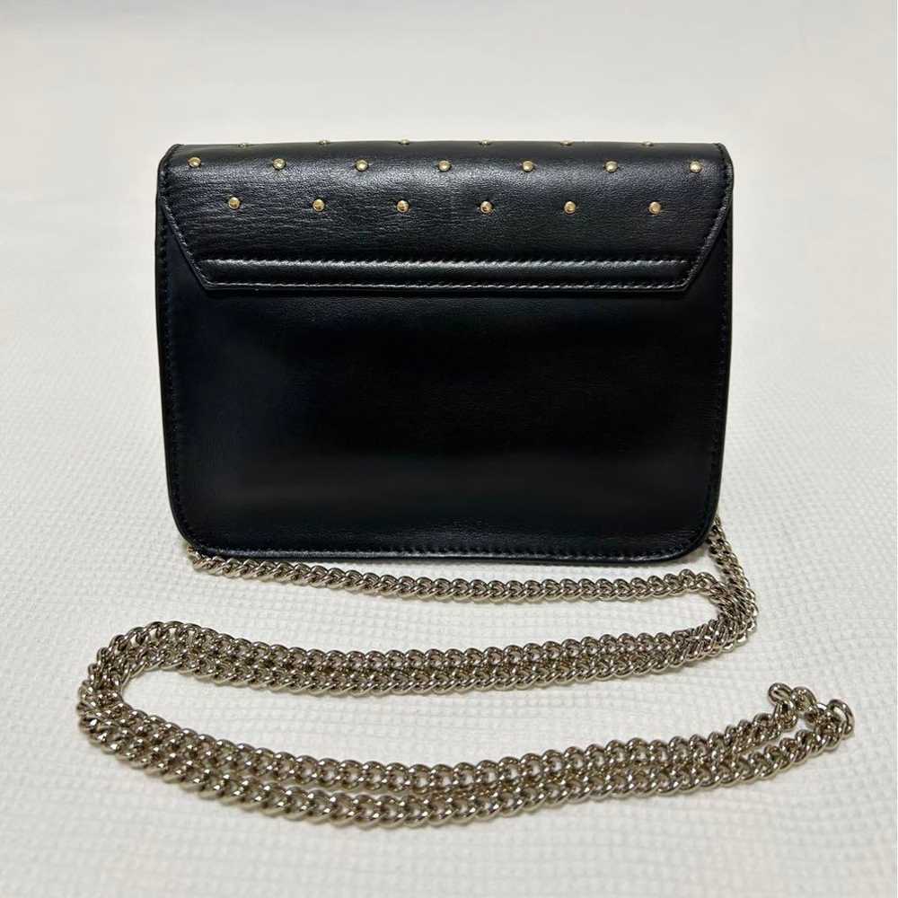 FURLA Studded Chain Shoulder Bag Black Leather Mi… - image 2