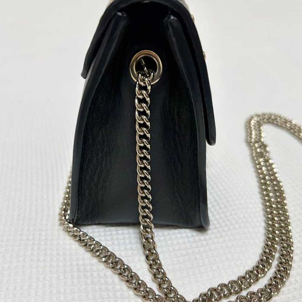 FURLA Studded Chain Shoulder Bag Black Leather Mi… - image 3