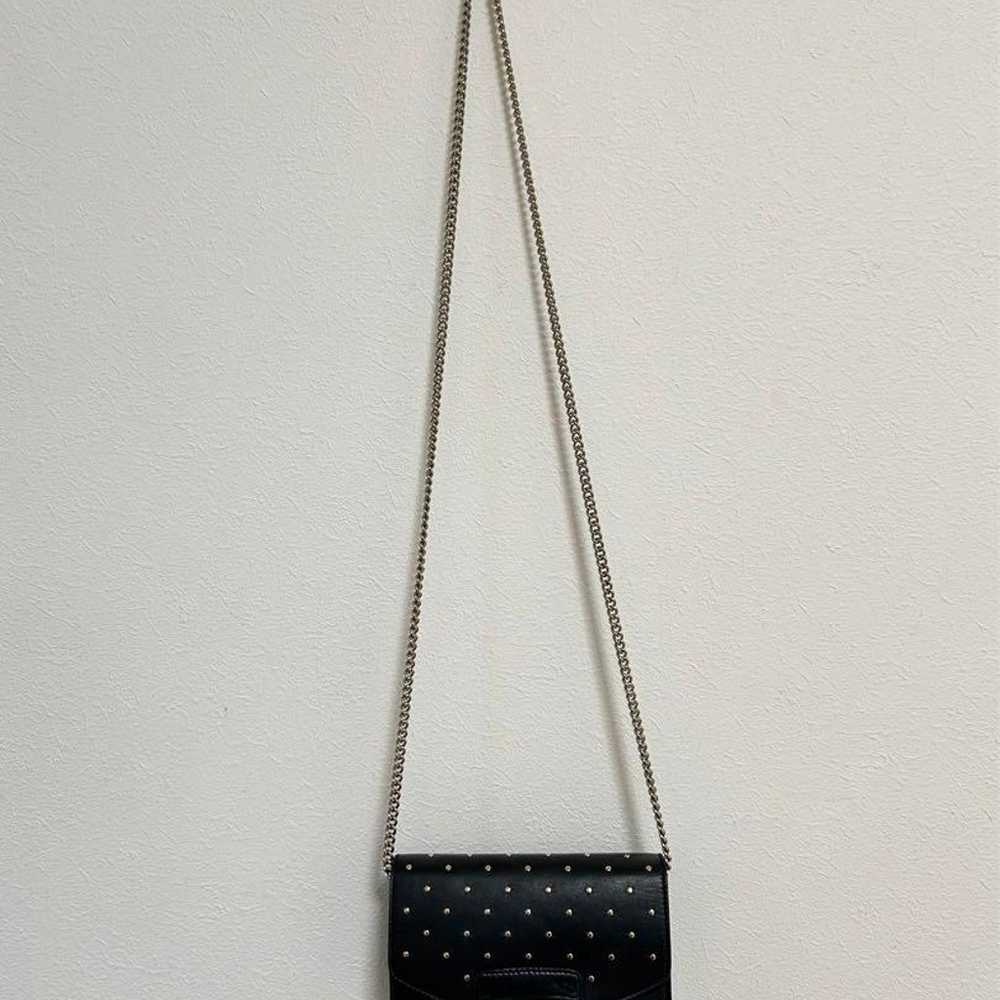 FURLA Studded Chain Shoulder Bag Black Leather Mi… - image 5