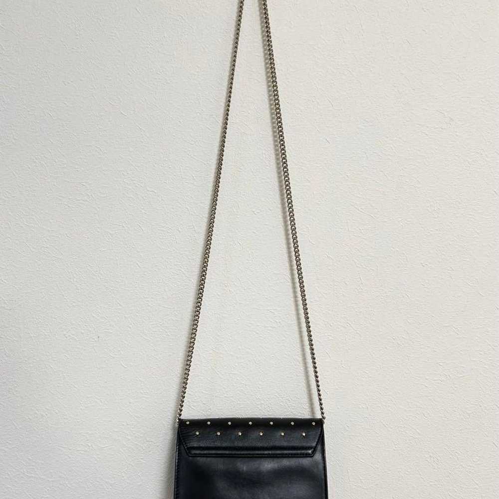 FURLA Studded Chain Shoulder Bag Black Leather Mi… - image 6