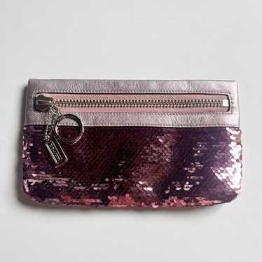 Coach Poppy Pink Sequins Metallic Y2K Vintage clu… - image 1