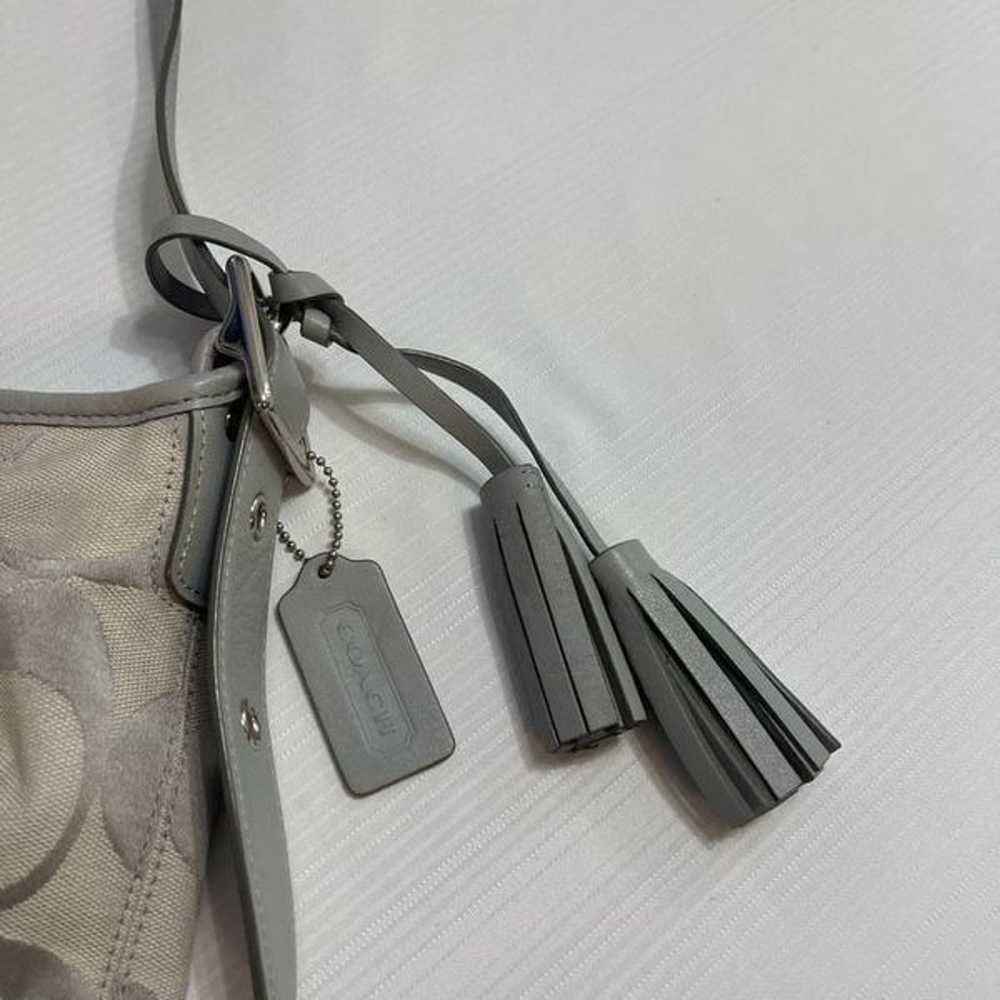 Coach Legacy Sig Gray Jacquard Leather Trim Hobo … - image 2