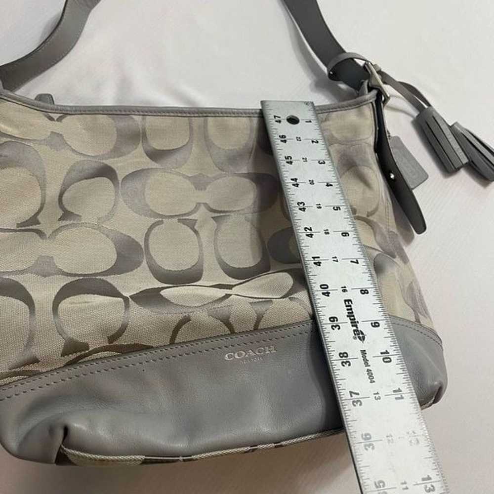 Coach Legacy Sig Gray Jacquard Leather Trim Hobo … - image 4