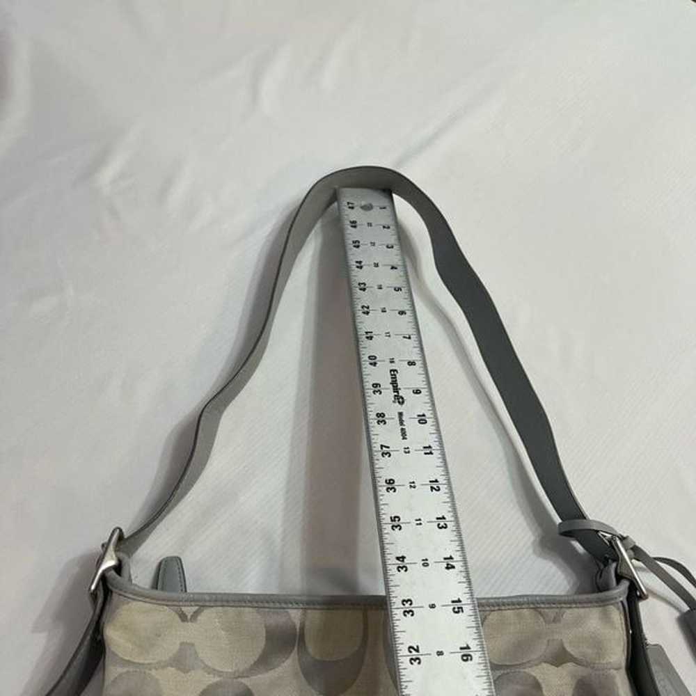 Coach Legacy Sig Gray Jacquard Leather Trim Hobo … - image 5