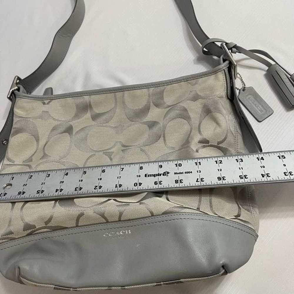 Coach Legacy Sig Gray Jacquard Leather Trim Hobo … - image 7