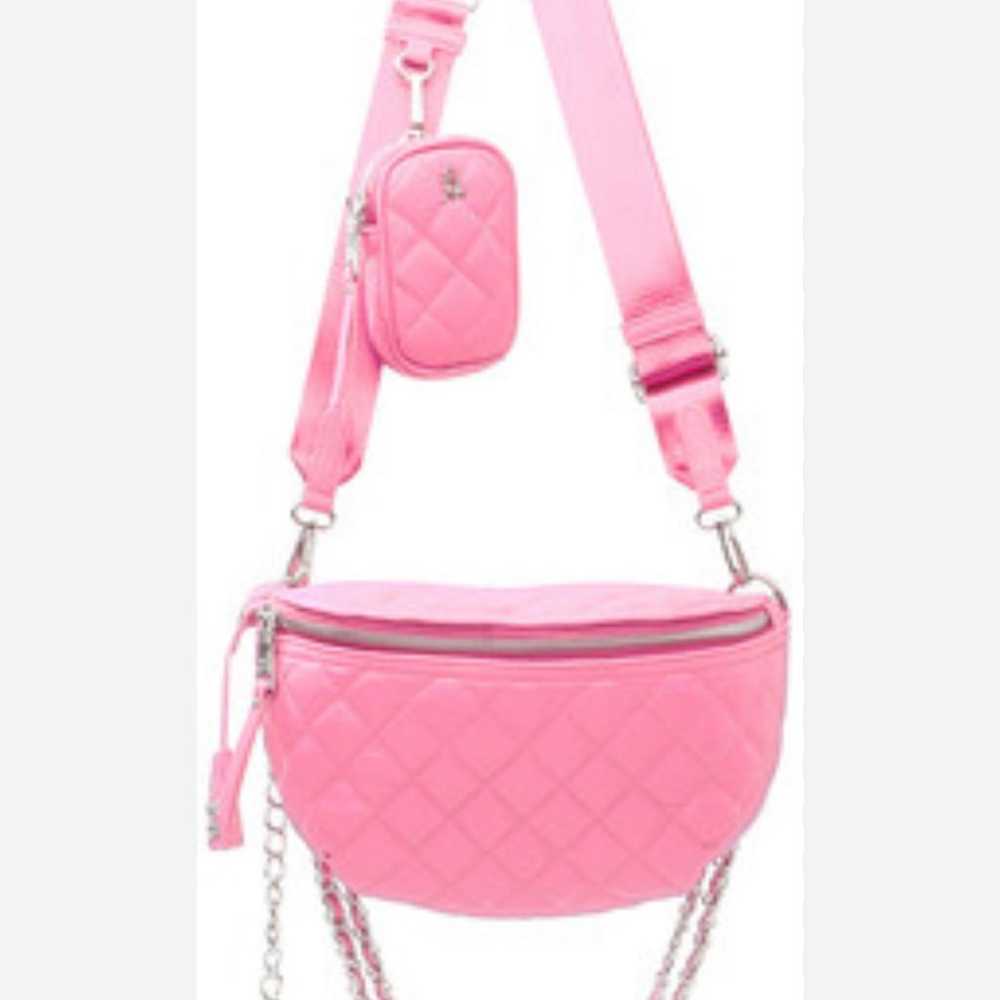 Steve Madden pink quilted crossbody chain purse - image 1