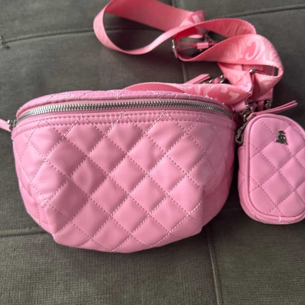 Steve Madden pink quilted crossbody chain purse - image 2