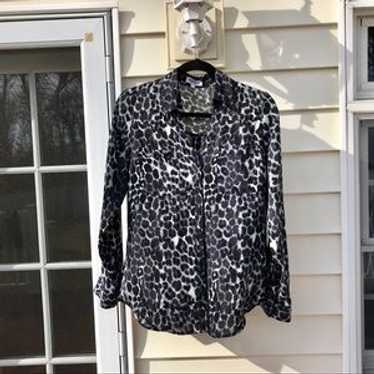 Express Leopard Print Button Down Blouse - image 1