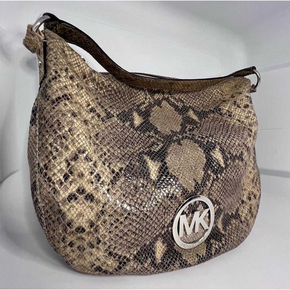 Michael Kors Snake Print Black/Tan Handbag Purse … - image 2