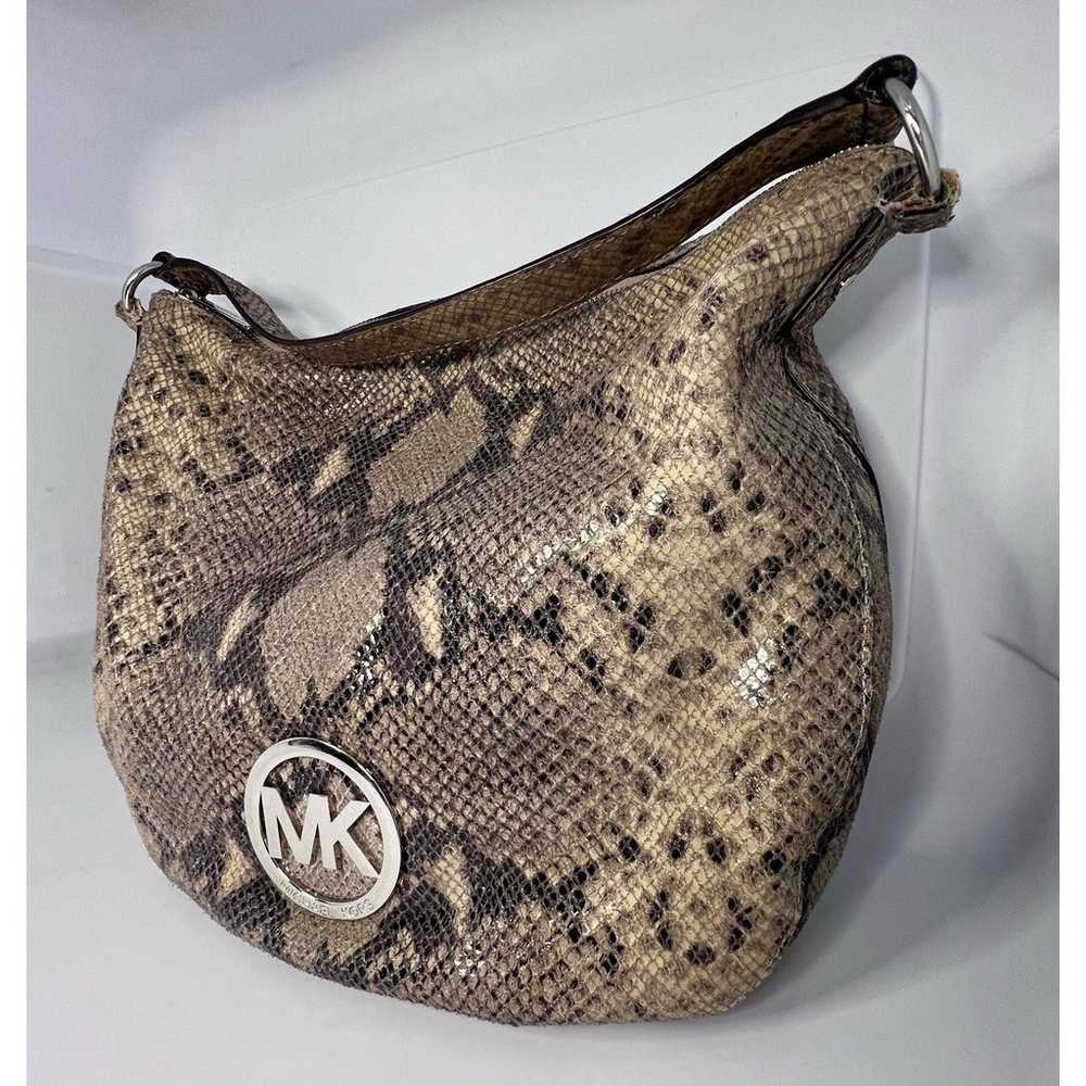 Michael Kors Snake Print Black/Tan Handbag Purse … - image 3