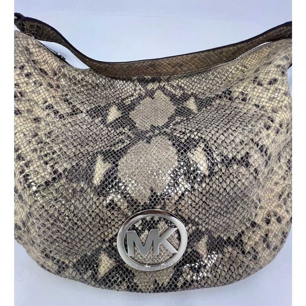 Michael Kors Snake Print Black/Tan Handbag Purse … - image 5