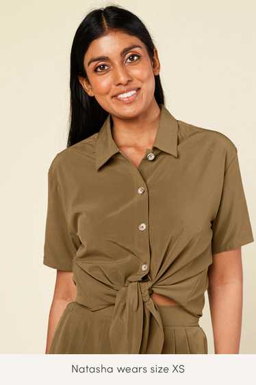 wayre Tie Front Button Up Crop