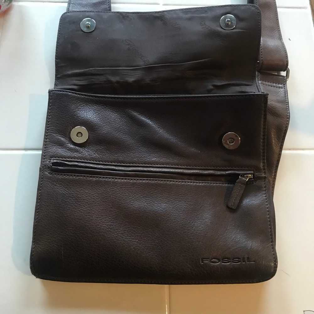 Brown vintage messenger bag leather - image 2