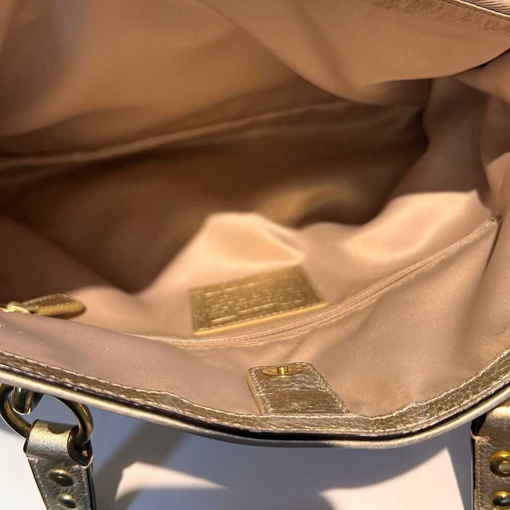 Coach signature purse linen and canvas with leath… - image 5