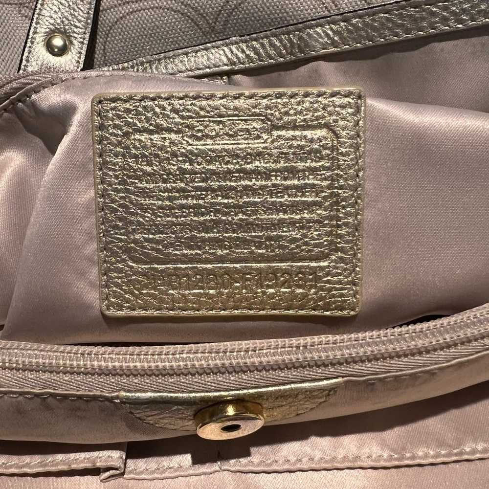 Coach signature purse linen and canvas with leath… - image 7