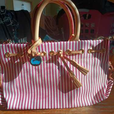 Dooney & Bourke Pink and White Striped Purse