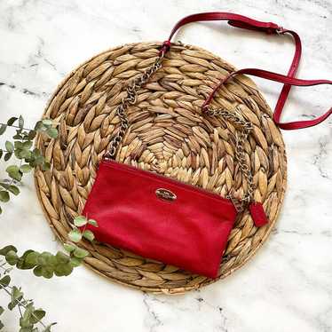 Coach Small Red Leather Clutch Crossbody Bag