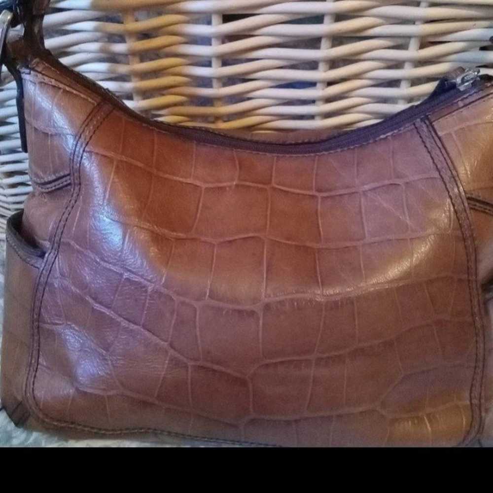 Leather pebbled designer Fossil purse handbag - image 2