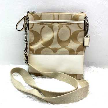 COACH Beige Canvas Signature Crossbody