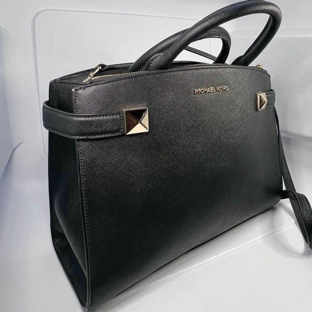 Michael Kors Black Leather Handbag Purse With Gol… - image 2