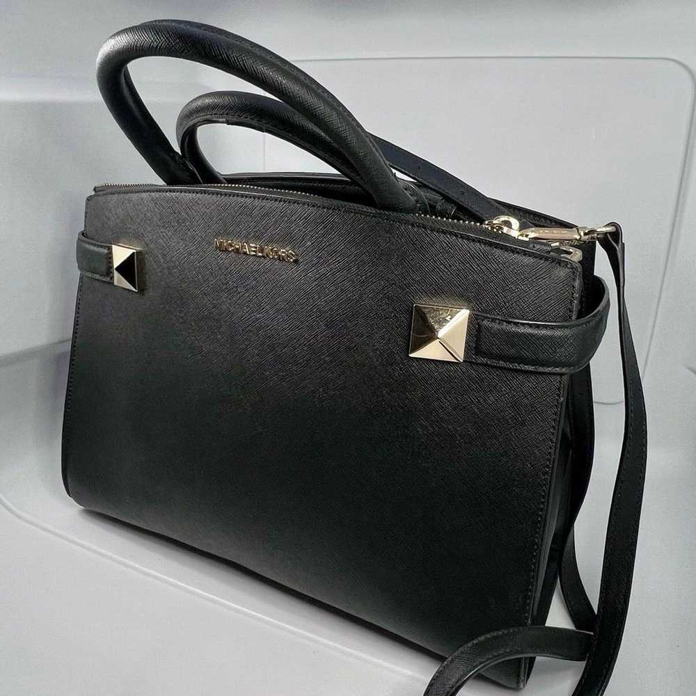 Michael Kors Black Leather Handbag Purse With Gol… - image 3