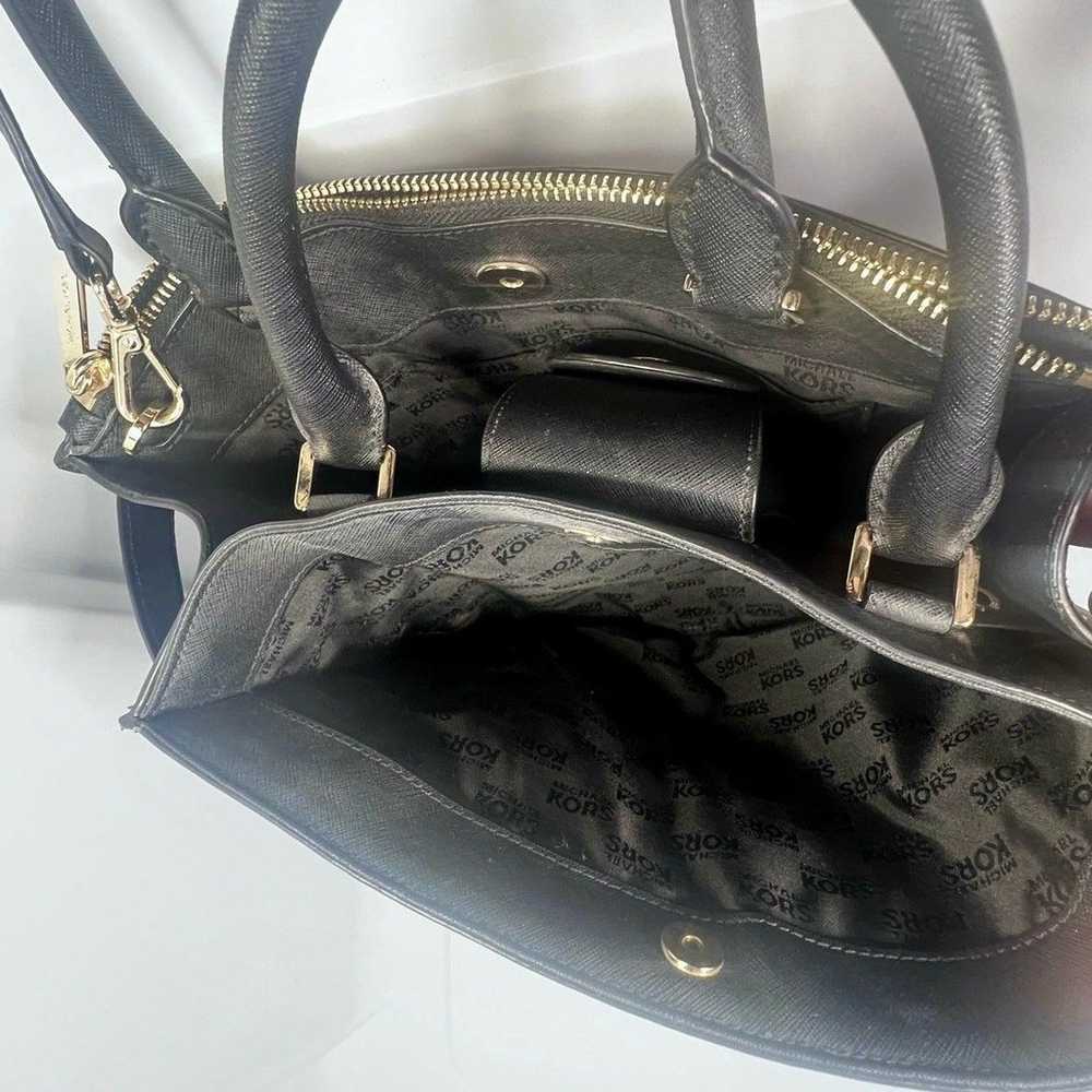 Michael Kors Black Leather Handbag Purse With Gol… - image 8