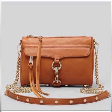 REBECCA MINKOFF cognac brown Leather Chain-Link Cr