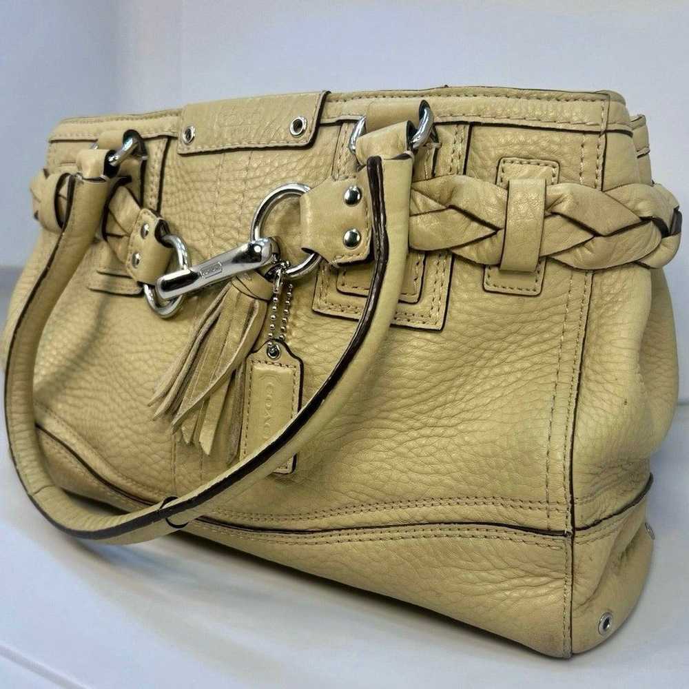 Coach VINTAGE Cream/Beige Leather Handbag Purse W… - image 5