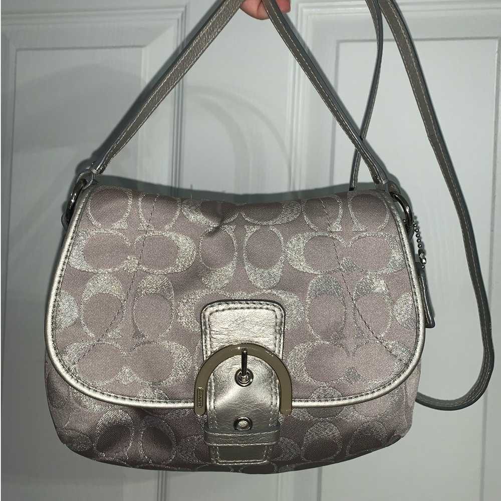 COACH Gray Silver Signature Canvas Crossbody - image 12