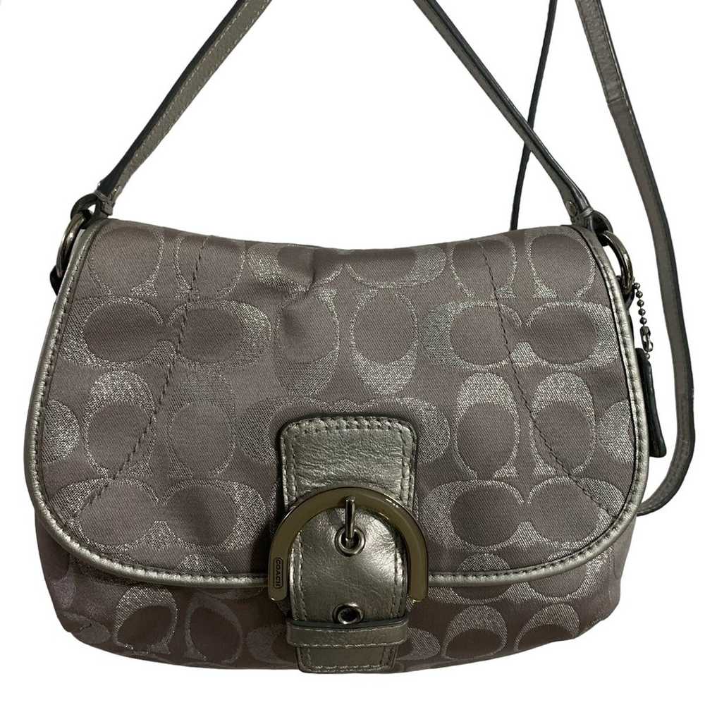 COACH Gray Silver Signature Canvas Crossbody - image 1