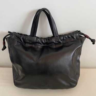 WAKO Black Leather Drawstring Bag - image 1