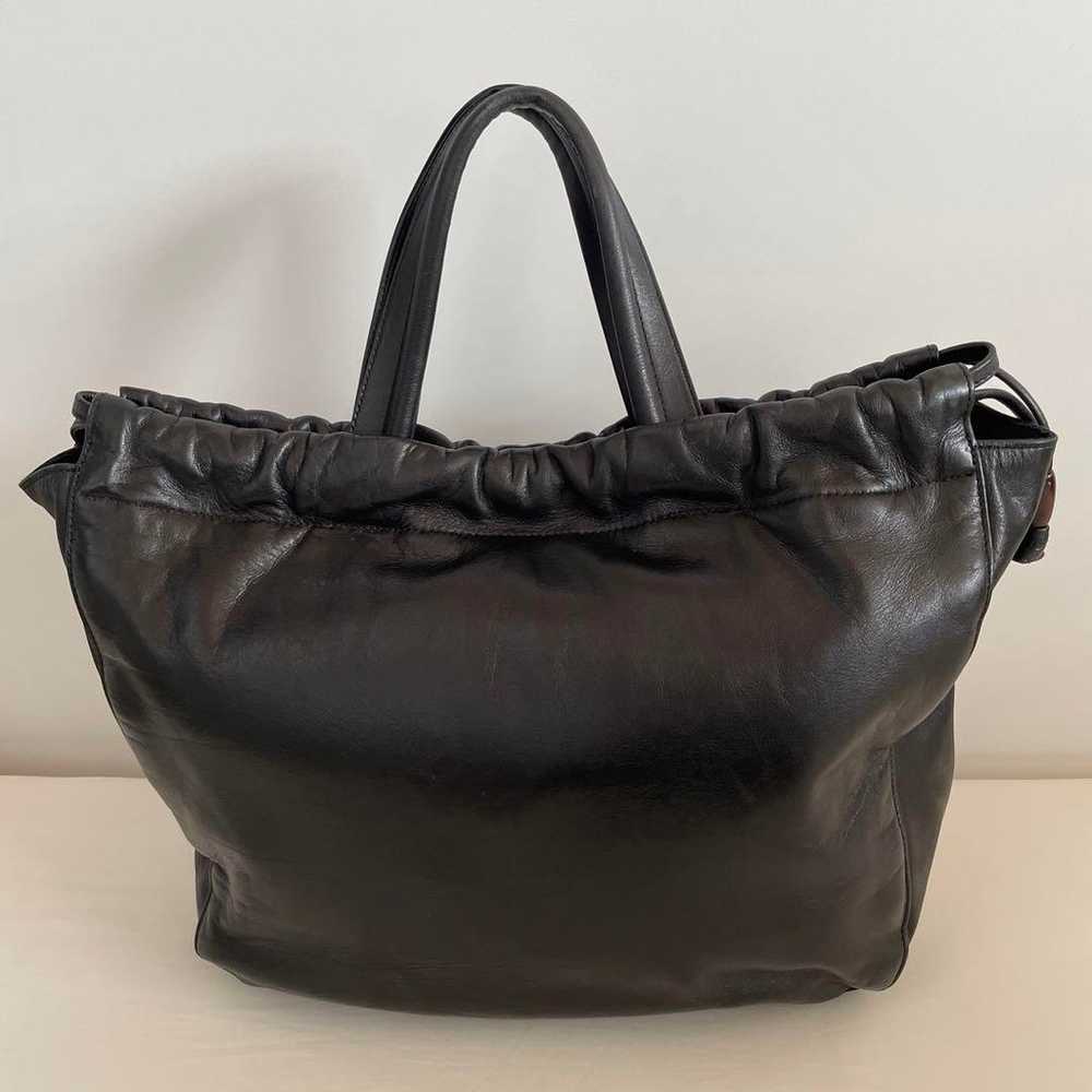 WAKO Black Leather Drawstring Bag - image 4