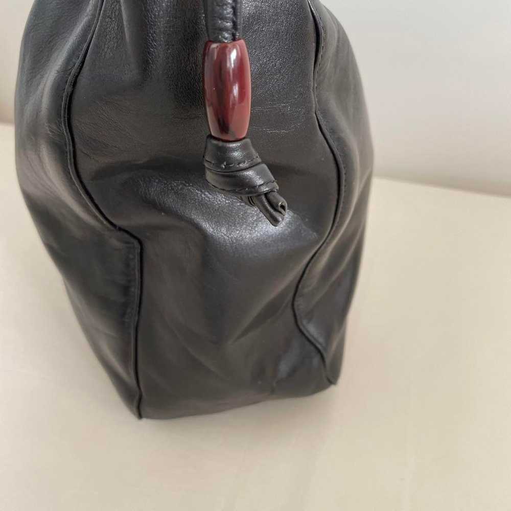 WAKO Black Leather Drawstring Bag - image 5