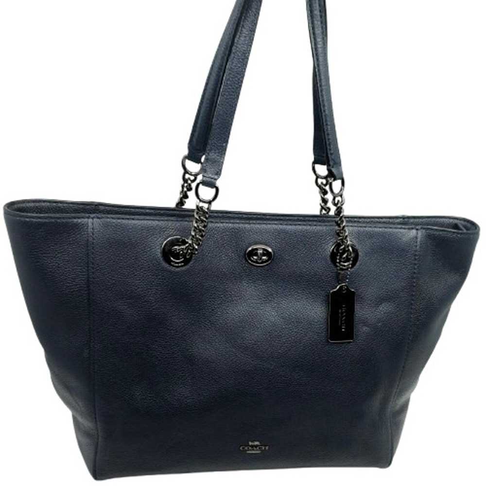 COACH~56830~Turnlock Chain Tote~POLISHED SOFT PEB… - image 2