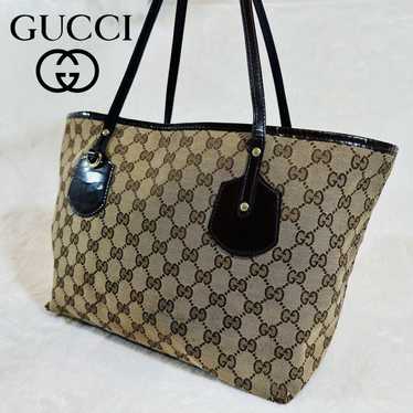 GUCCI Tote Bag GG Canvas Canvas Brown Handbag