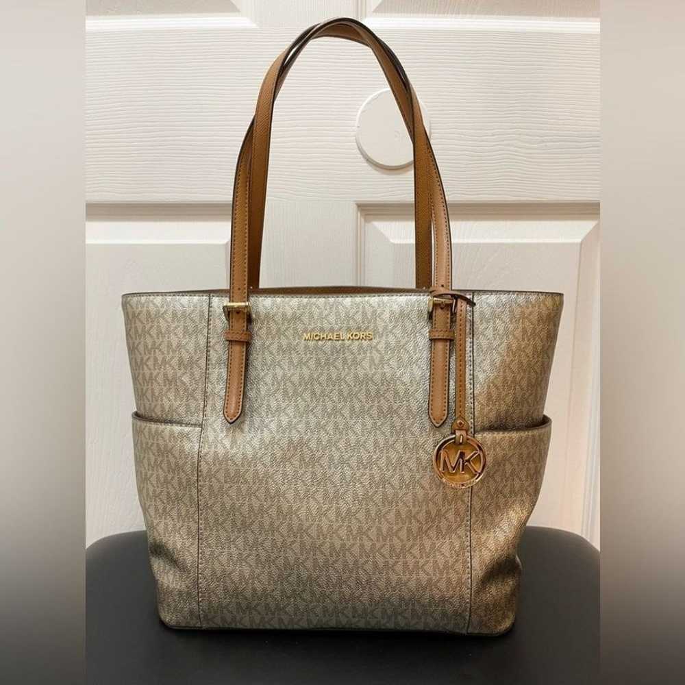 Michael Kors Tote Bag Champagne Gold Light Brown … - image 1