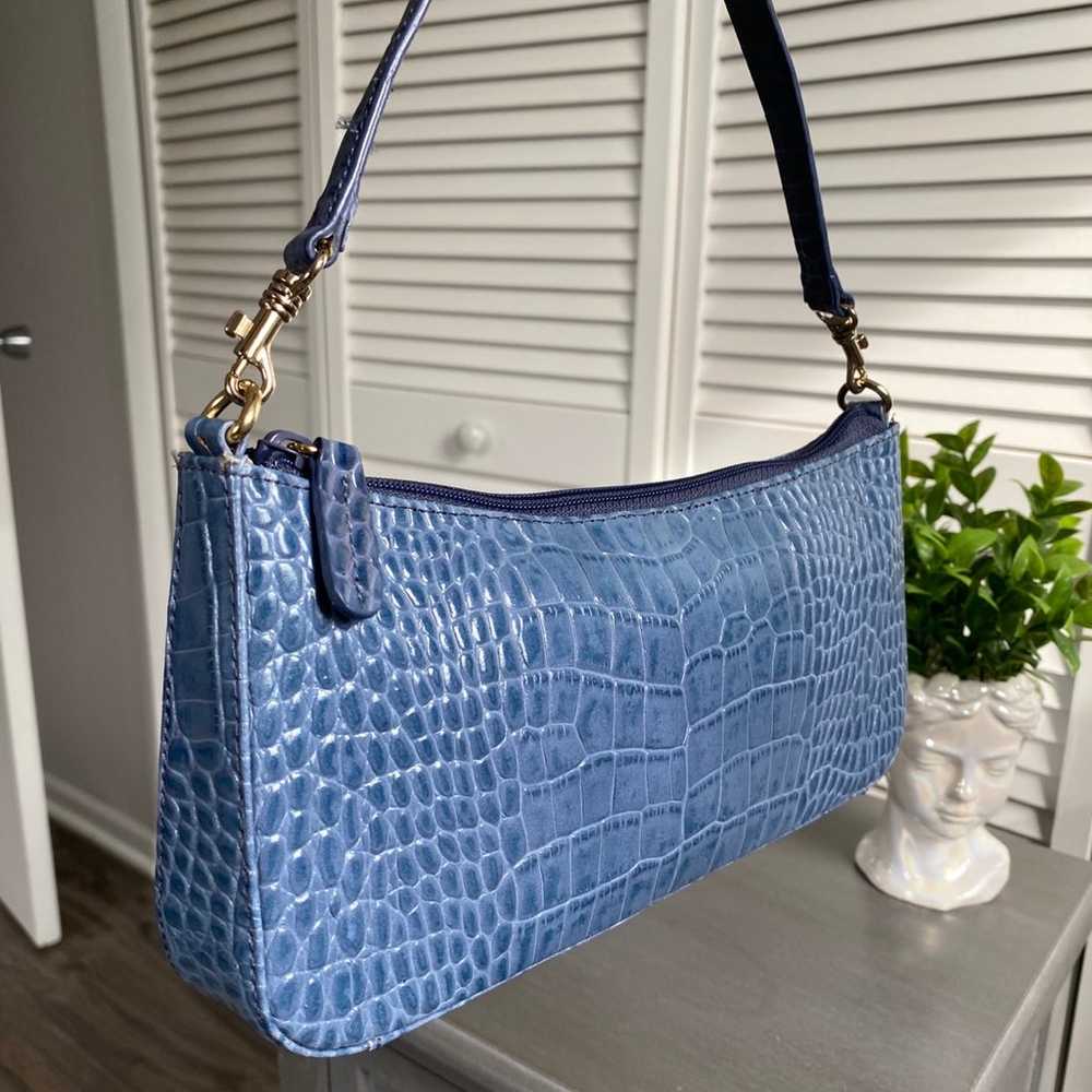 Vintage Blue Croc Faux Leather Small Shoulder Bag - image 3