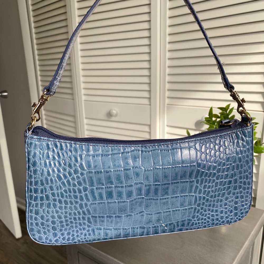 Vintage Blue Croc Faux Leather Small Shoulder Bag - image 4