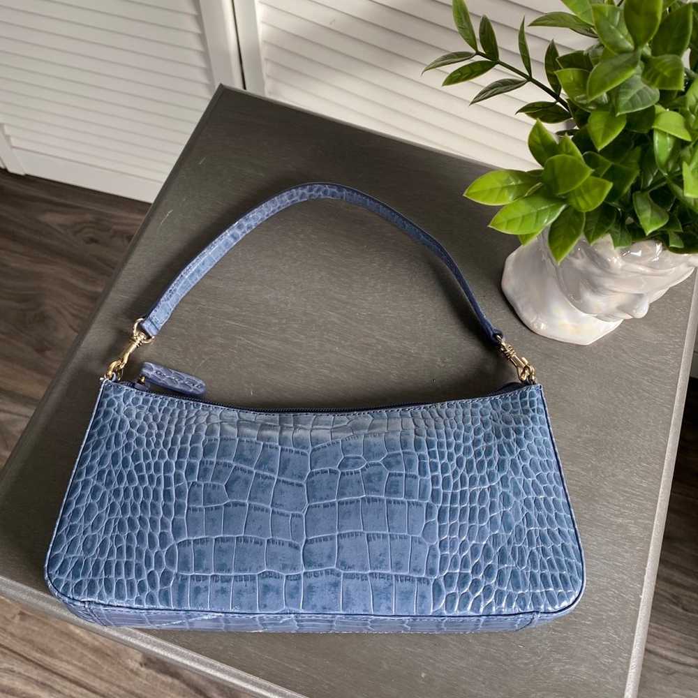 Vintage Blue Croc Faux Leather Small Shoulder Bag - image 6