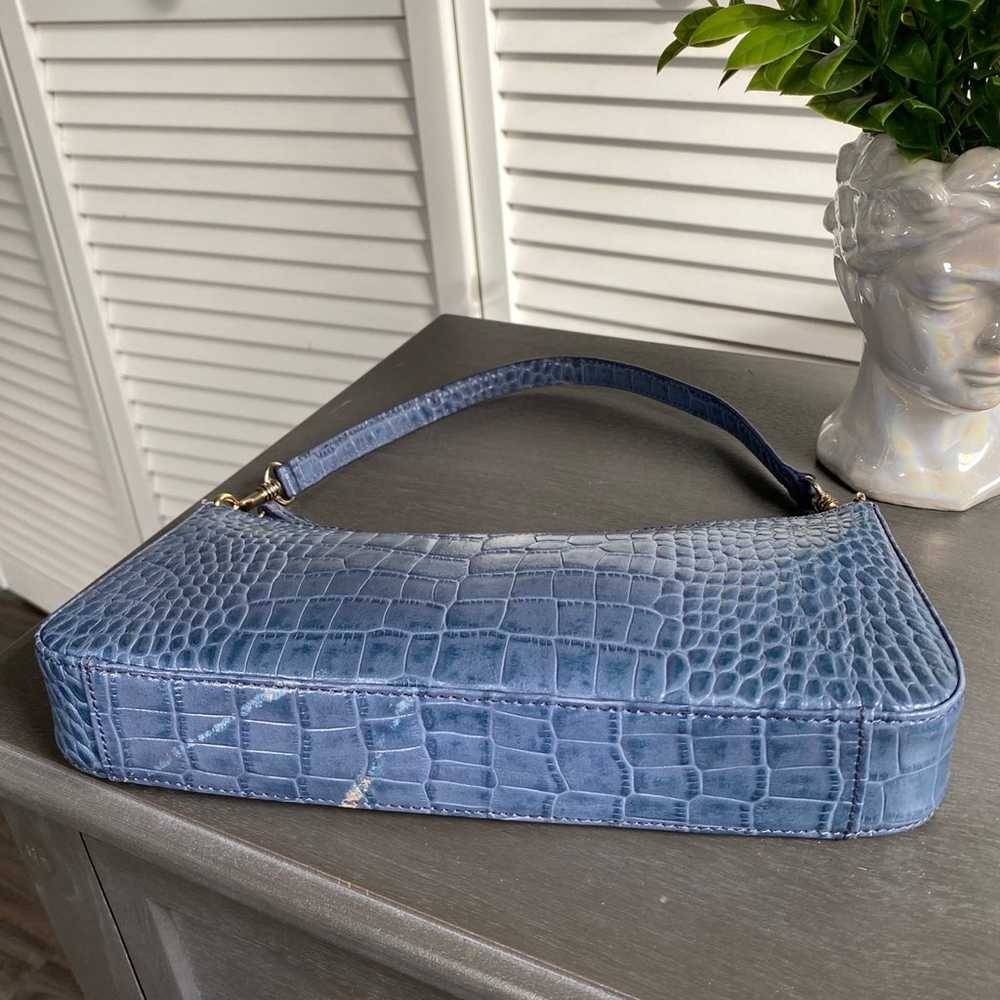 Vintage Blue Croc Faux Leather Small Shoulder Bag - image 7