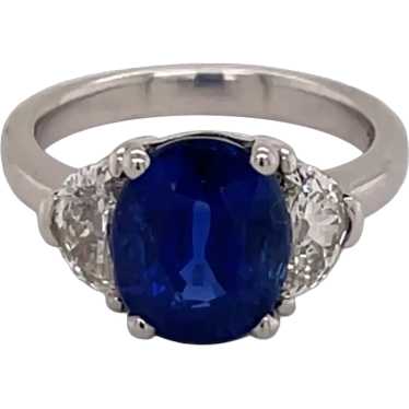 Platinum Sapphire and Diamond Ring