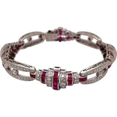 Platinum Ruby and Diamond Bracelet